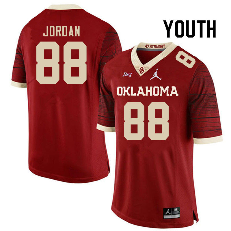 Youth #88 Jacob Jordan Oklahoma Sooners College Football Jerseys Stitched-Retro